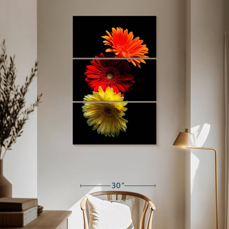 Harnek Three Luminuous Daises, 65" H x 42" W