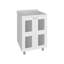 Armoire de salle de bain Haysi avec 2 portes en verre givré, évier en résine et 2 tablettes intérieures, meuble-lavabo compact et moderne