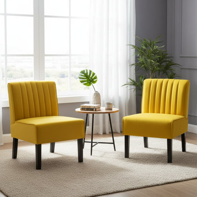 2 piece Channel tufted back slipper chair