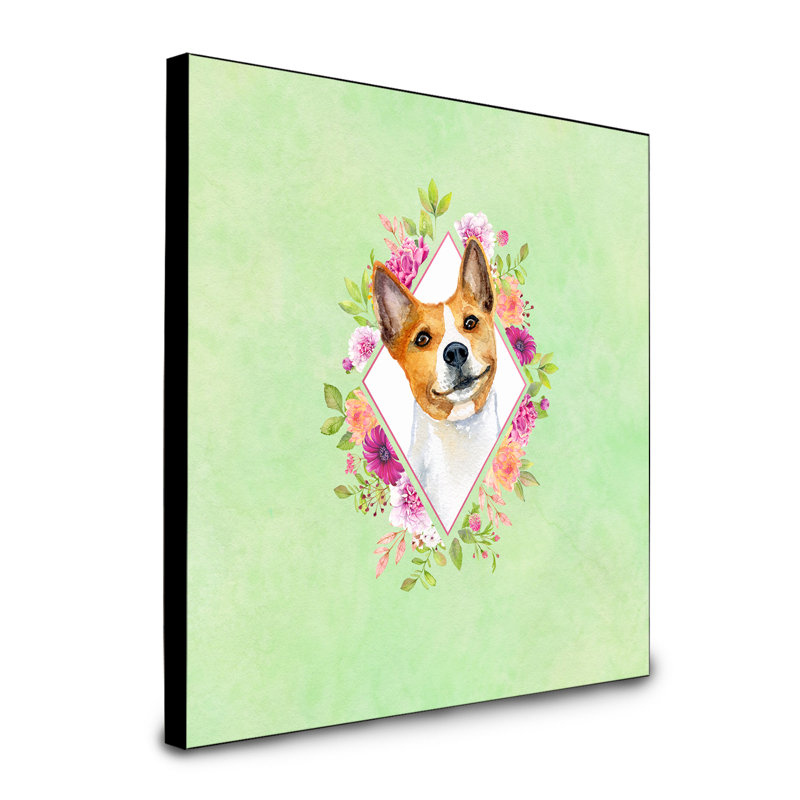 Panneau mural Dollman Flowers, Vert, Basenji