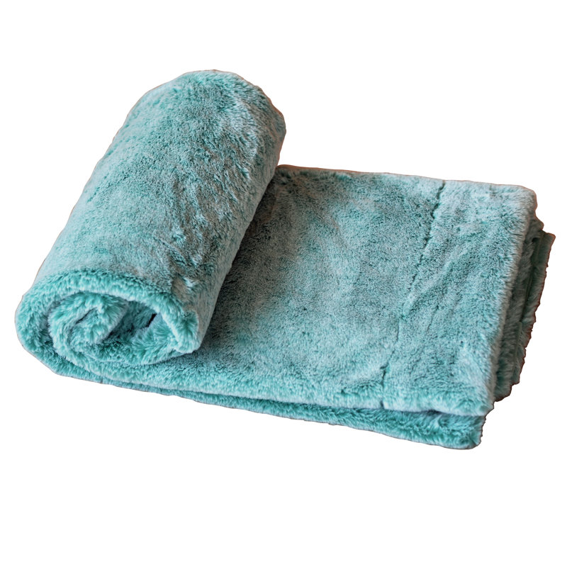Jeté de lit en fausse fourrure, Bleu
