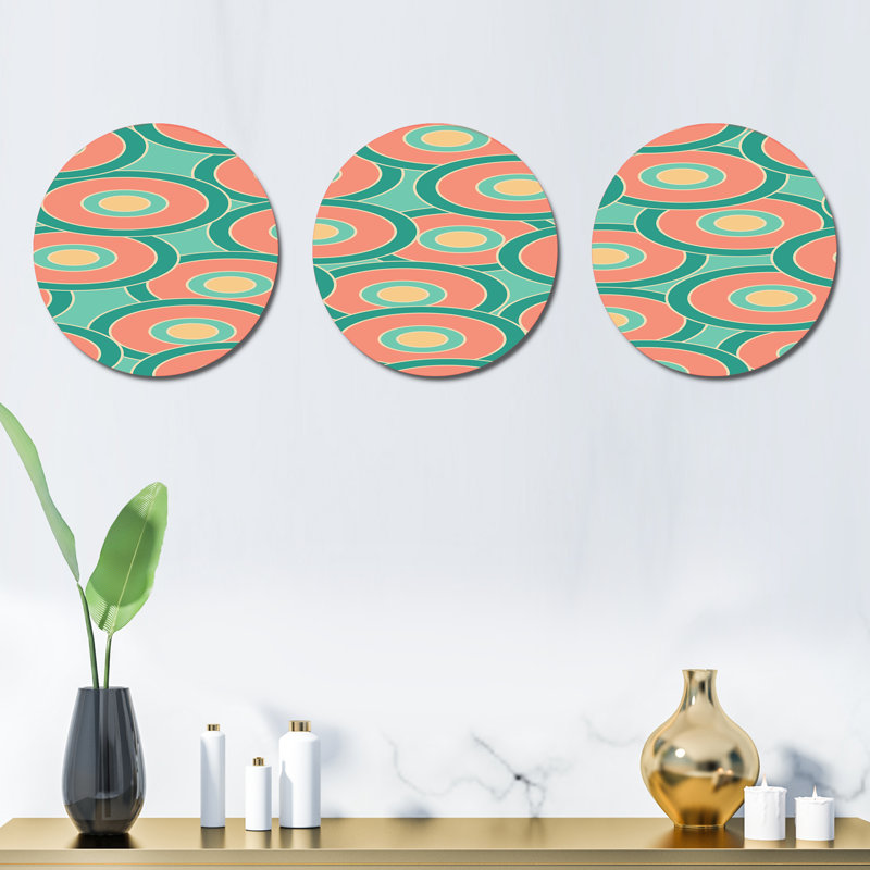 Ensemble de 3 décorations murales rétro à motif circulaire VI