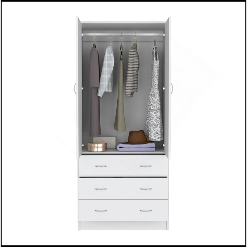 Armoire Ramey, chambre à coucher, blanc, Blanc