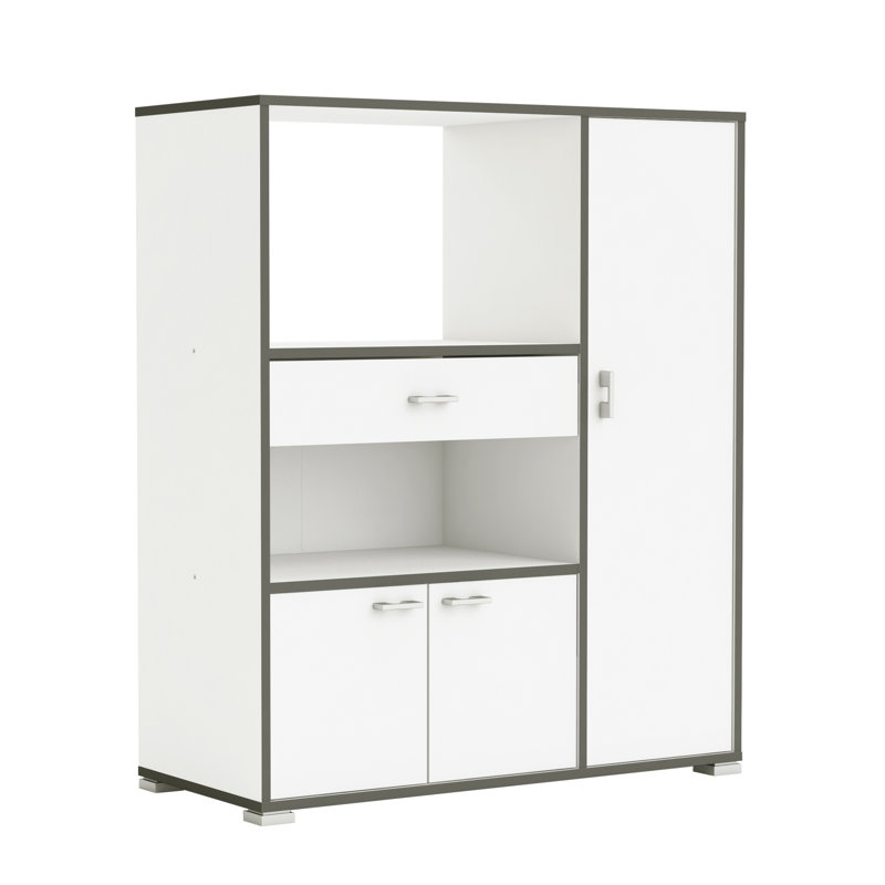 101cm Kitchen Pantry, Matt White/Black