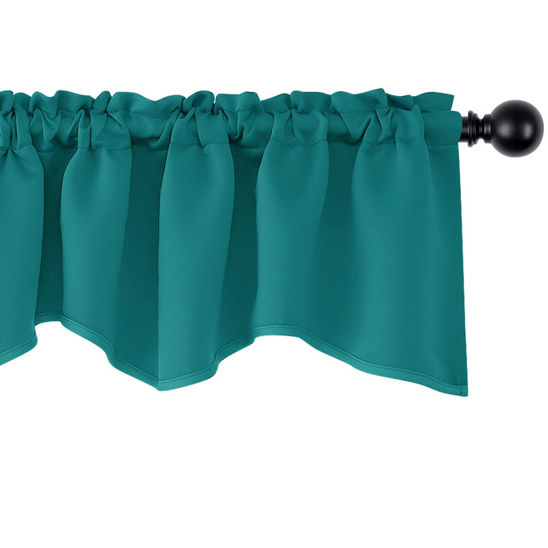 Rod Pocket Blackout Scalloped Kitchen Valances,1 Panel, 42" W x 18" L, True Red