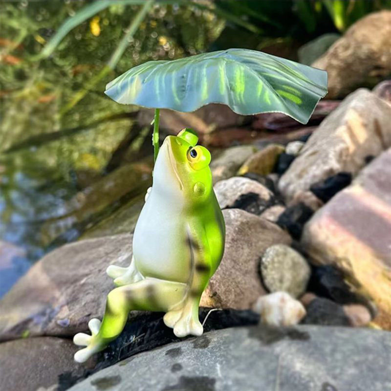 Simulation de grenouilles et d'ornements de feuilles, aquarium en résine, décor d'aménagement paysager pour le balcon de la maison
