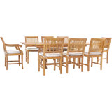 Anquinetta Outdoor 9 - Piece Teak Dining Set with Cushions