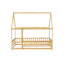 Lit en bois avec structure de toit et garde-corps