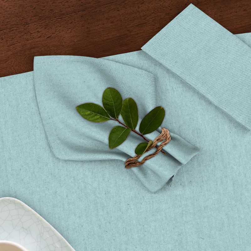 Baby Blue Poly Cotton Chambray Square Cloth Napkins Set of 12