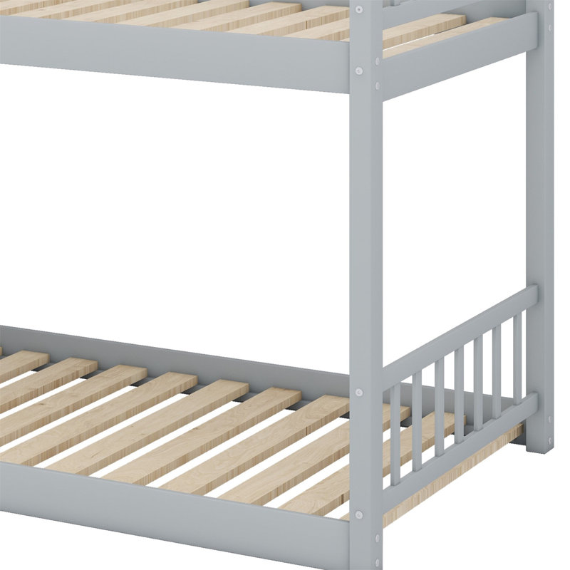 Lit superposé au plancher avec rangement, Gris
