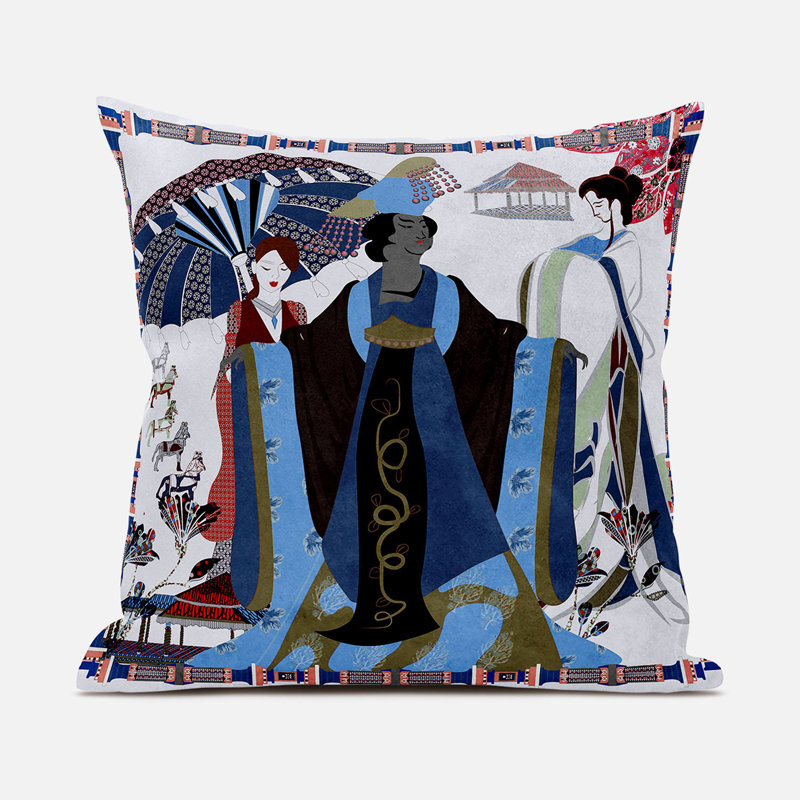 Housse et insert de coussin décoratif en polyester, 20 po x 20 po, Bleu / Brun
