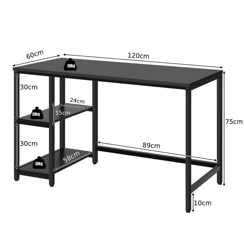 Dyersburg Metal Base Computer Desk, Black