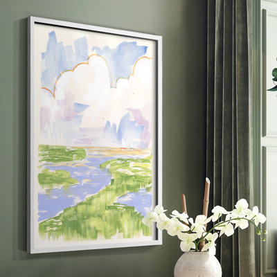 «Low Country River Vista II», reproduction encadrée - bois massif