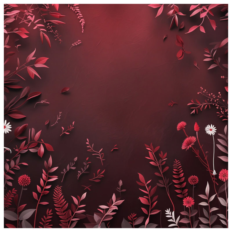 Red Botanical Leaves Quilted Bedspread, Queen