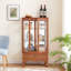 Armoire vitrée éclairée vitrine vitrée avec tablettes réglables en verre 2 portes et 1 tiroir avec ampoule incluse-588949144