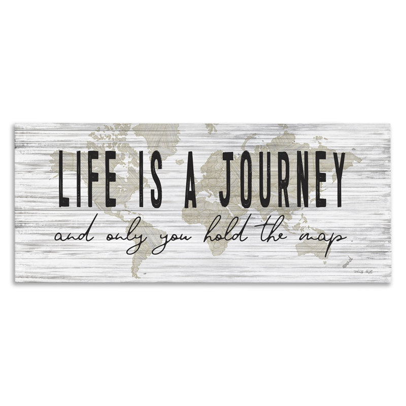 «Life Is A Journey», carte du monde sur toile tendue XXL par Cindy Jacobs, H 10 po x l 24 po