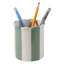 Organisateur de bureau décoratif rayé en céramique avec bordure festonnée - Mignon rangement pour accessoires de bureau dans la chambre à coucher, la cuisine ou la salle de bain - 4 po, vert et ivoire-1011377021