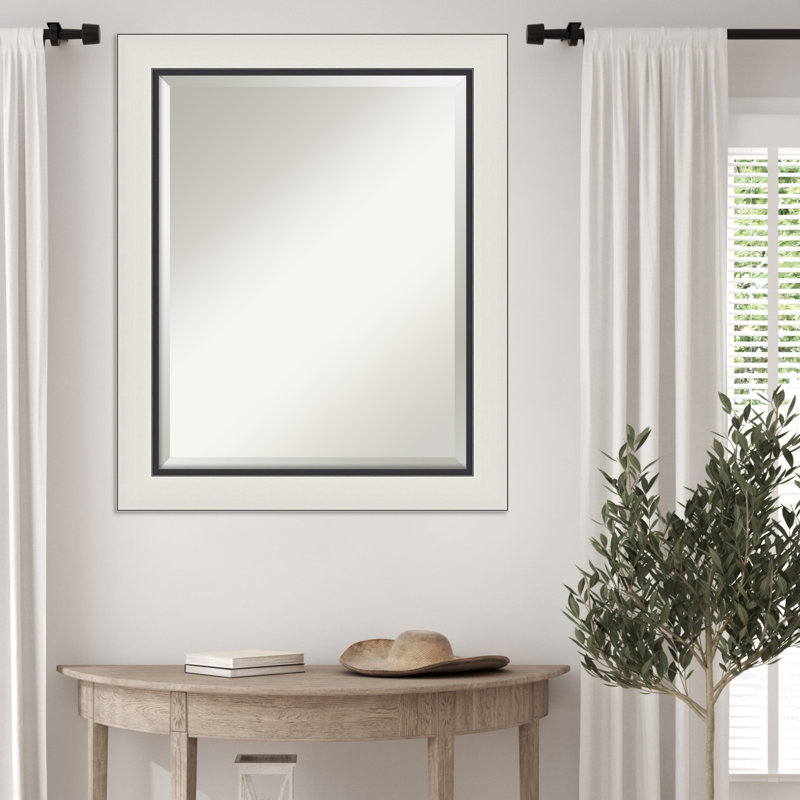 Ellie Beveled Framed Wall Mirror, 27.5" x 33.5", Silver Black