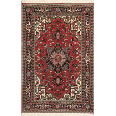 Heriz Hand Knotted Wool Oriental Area Rug in Rust/Red