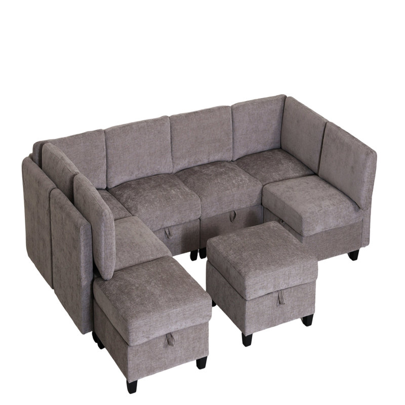 Siège de canapé modulaire sans accoudoirs, unité de canapé convertible avec rangement, fauteuil d'épissage flexible pour salon (8 pièces)