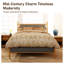 Structure de lit tapissier Mid-Century avec tête de lit rembourrée en bois d'hévéa massif-547516489