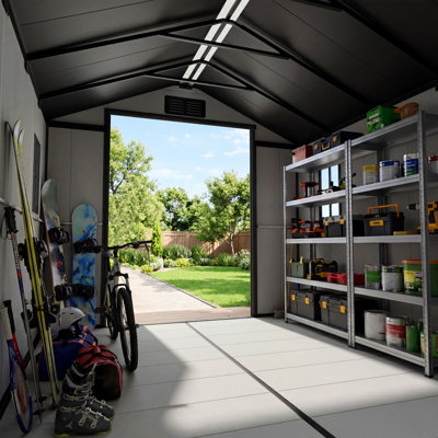 Outdoor Storage Shed 8 X 10 Ft Large Metal Tool Sheds, Heavy Duty Storage House With Sliding Doors With Air Vent For Backyard Patio Lawn To Store Bikes
