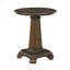 Table basse rustique ronde en bois avec base piédestal, idéale pour le salon