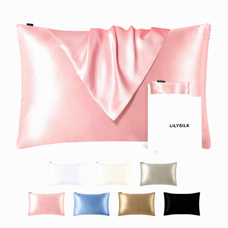 SilkCare 19 Momme Rosy Pink Silk Pillowcase - Hair Care Pillow Cover with Hidden Zipper - Standard Size 20''x26'' - Mulberry Silk Bedding - 100% Silk