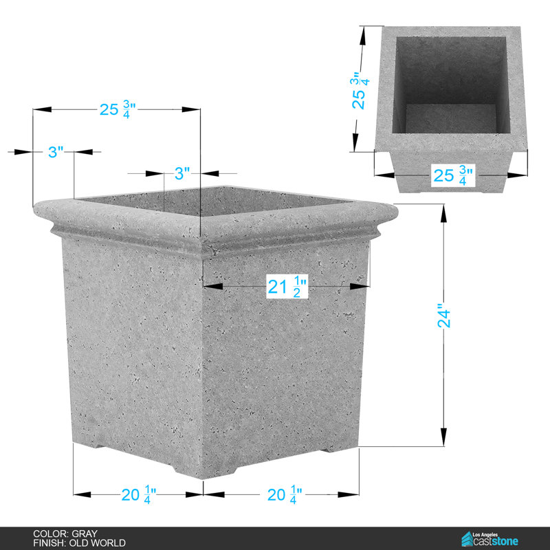 Concrete Planter, Old World Gray