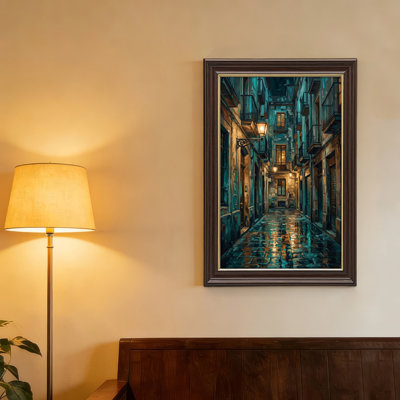 Antique Gold Framed，Canvas Wall Art for Living Room, Bedroom, Office or Entryway – Decorative Wall Decor with Mystic Alley