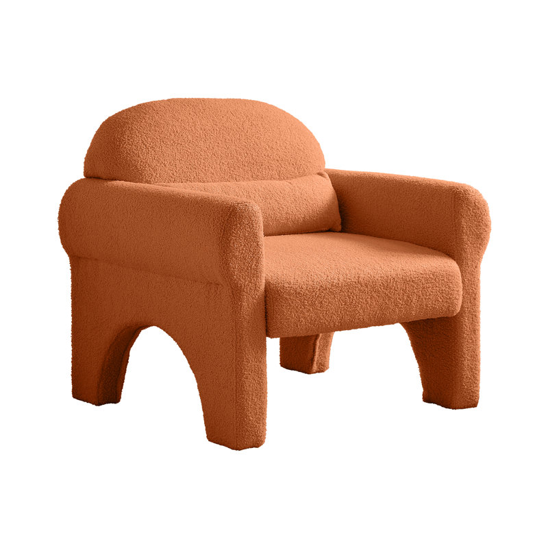 Fauteuil moderne orange avec coussin lombaire pour une expérience de détente à la maison Chaise en laine d'agneau, structure robuste, option de détente polyvalente Boucle Lounge Matériau somptueux, fabrication, addition