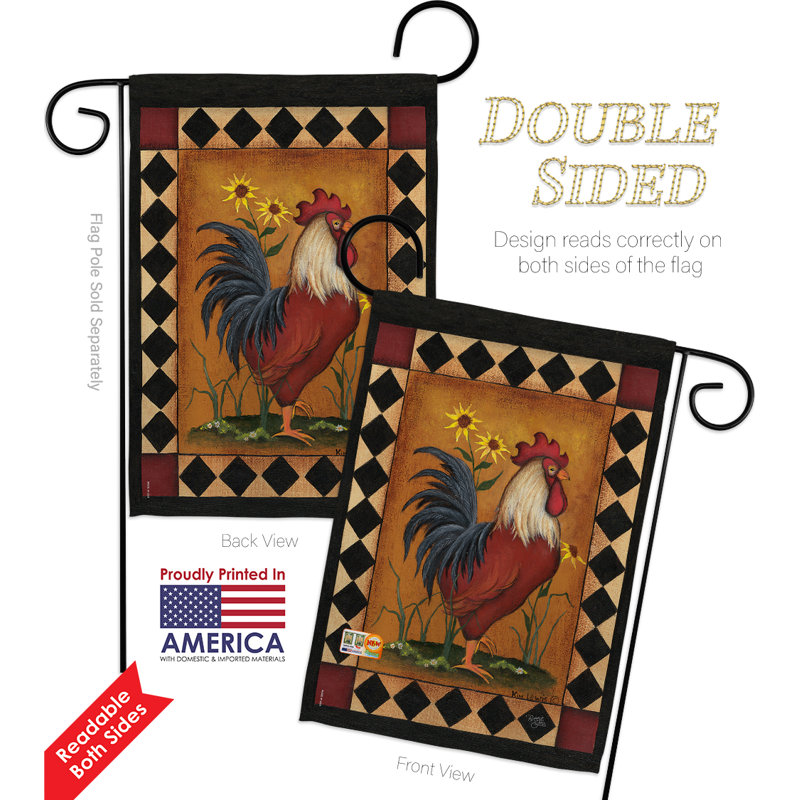 Polyester de coq à 2 côtés 19 x 13 po drapeau de jardin