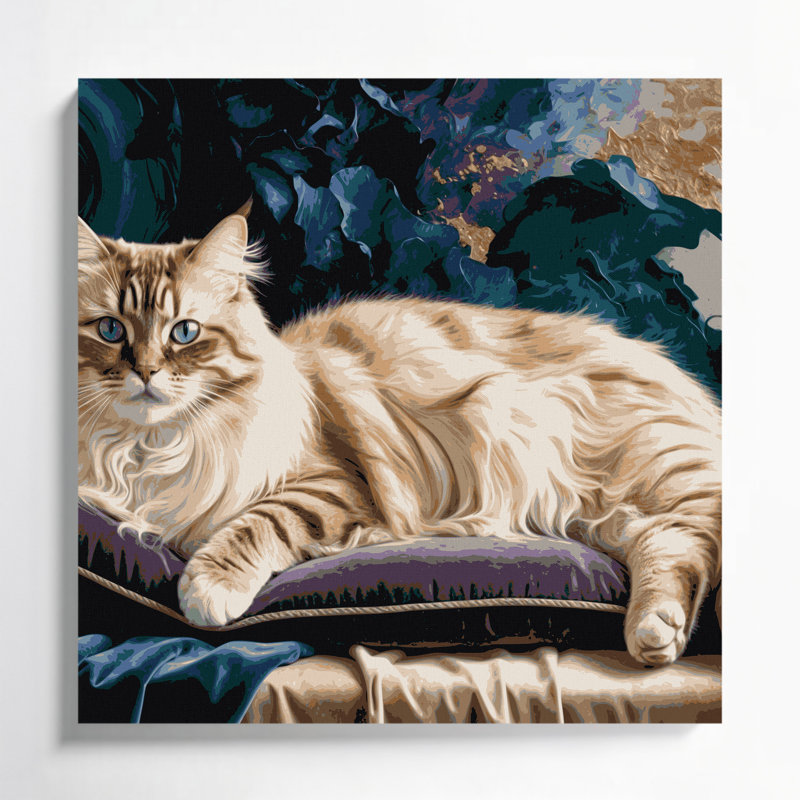 Cats, Himalayan, art mural bleu sur toile, H 32 po x l 32 po