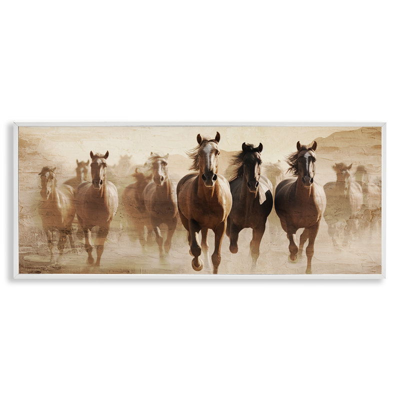 Estampe numérique au galop rustique par Kim Allen, Estampe numérique encadrée blanc bord de mer, H 10 po x l 24 po