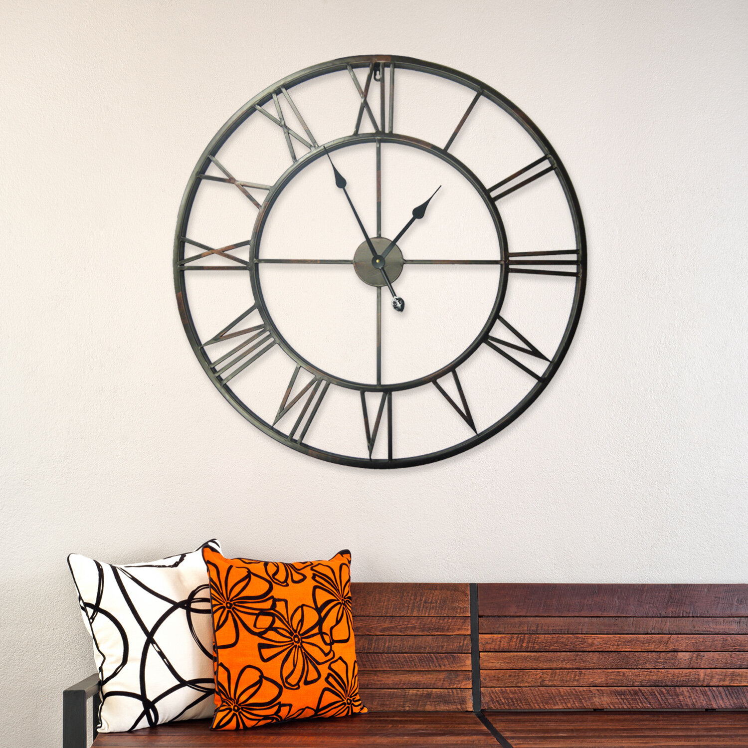 Walplus Roman Numeral Oversized Iron Wall Clock & Reviews | Wayfair