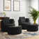 Chenille Upholstered Swivel Barrel Chair with Ottoman (Set of 2)