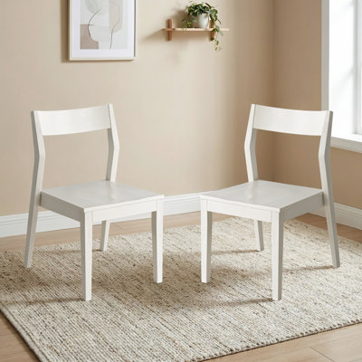 Morven Mid-Century Solid Wood Stackable Dining Chair, MVC-40-W, with Angular Back & Contoured Seat,Classic White Oak