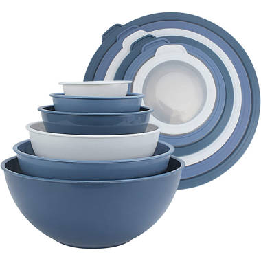 COOK WITH COLOR Prep Bowls with Lids- Deep Mixing Bowls Nesting Plastic  Small Mixing Bowl Set with Lids (Navy)