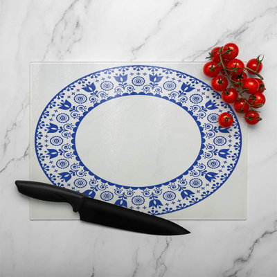Folk Art Glass Chopping Board