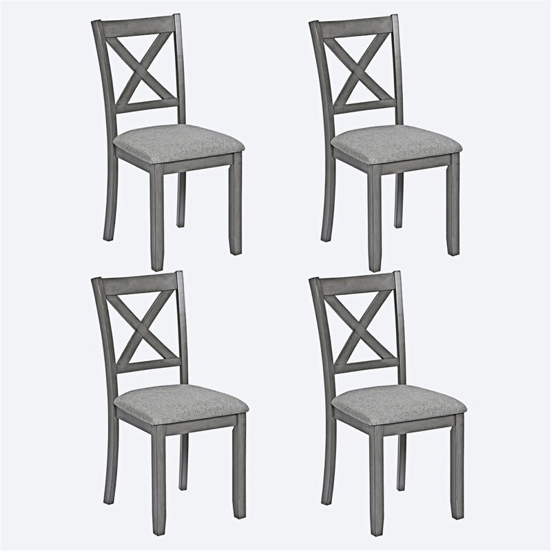 Ensemble de 4 chaises en bois massif, Gris