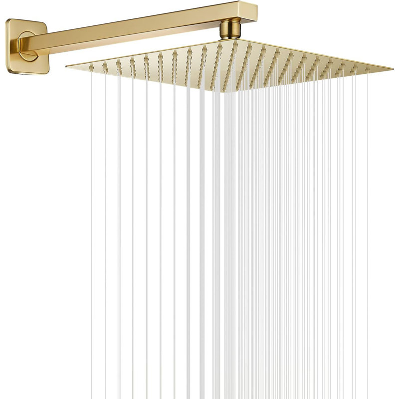 SH-12-Nickel-4  High Pressure Square Shower Head 12 Inches  With 15 Inch Shower Arm, Brushed Gold