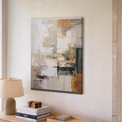 Canvas Expressive Abstract Canvasneutral Brushstroke Art In Earthy Tones Wall Art Ready To Hang Gallery Wrapped Home Decor Modern Design