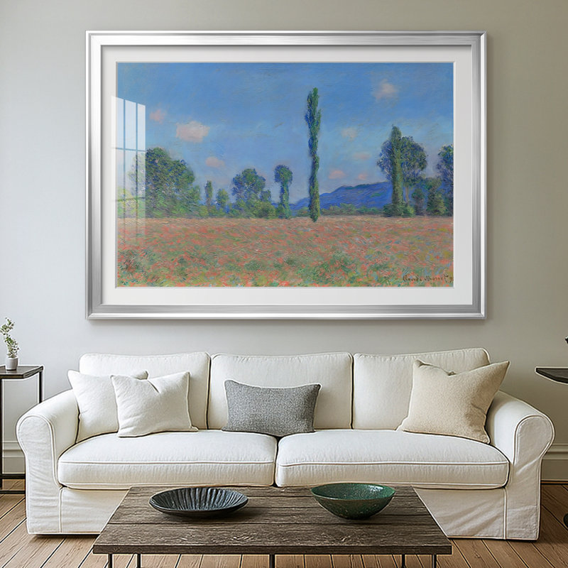 «Poppy Field, Giverny-Claude Monet», reproduction encadrée avec passe-partout et verre - 1891, 26,5 x 36,5, Argent
