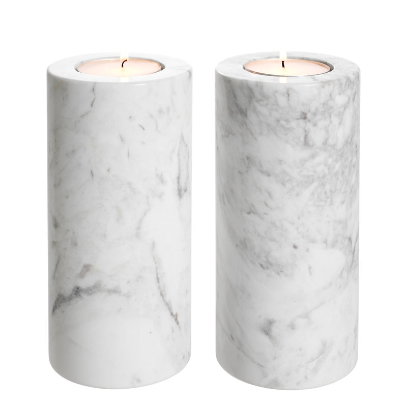 Bougeoir en marbre Tobor, H 8,27 po x l 3,94 po x P 3,94 po
