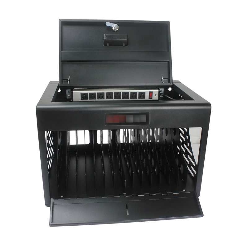 Armoire de chargement verrouillable noire pour 16 ordinateurs portables, unités portables - noir, Noir