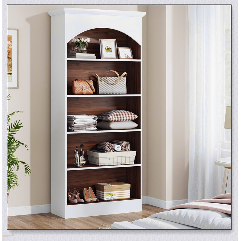 Bibliothèque bibliothèque à 5 niveaux pour le salon, le bureau et la chambre à coucher avec tablettes spacieuses et design élégant