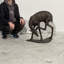 Bronze Fawn Scratching Head Sculpture