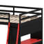 Lit-couchette polyvalent avec rangement intégré, rideaux suspendus et lumières RVB colorées-130155164