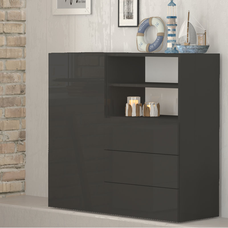 Cadiz 110cm Sideboard, Glossy Anthracite