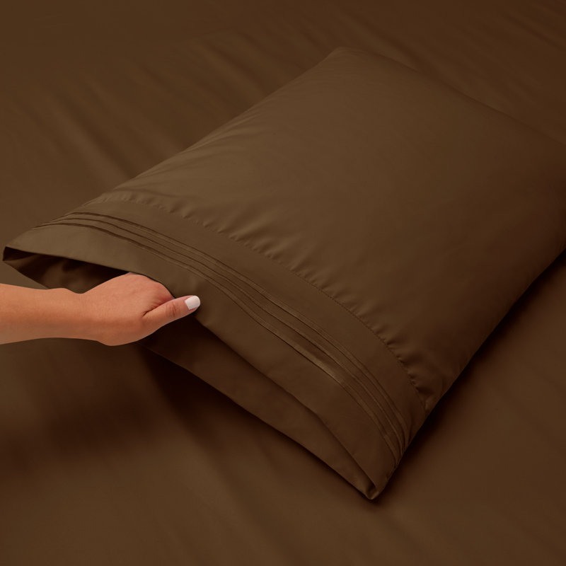 Microfiber Sheet Set, Brown, King Sheet Set + 1 Fitted Sheet + 4 Pillowcases